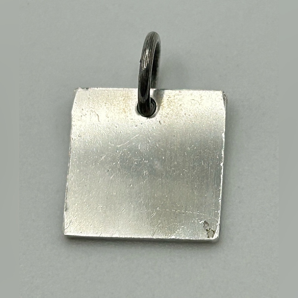 Square Leaf-Engraved Sterling Silver Pendant Charm - image 3